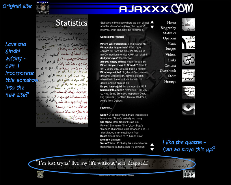 Statistics page mark up